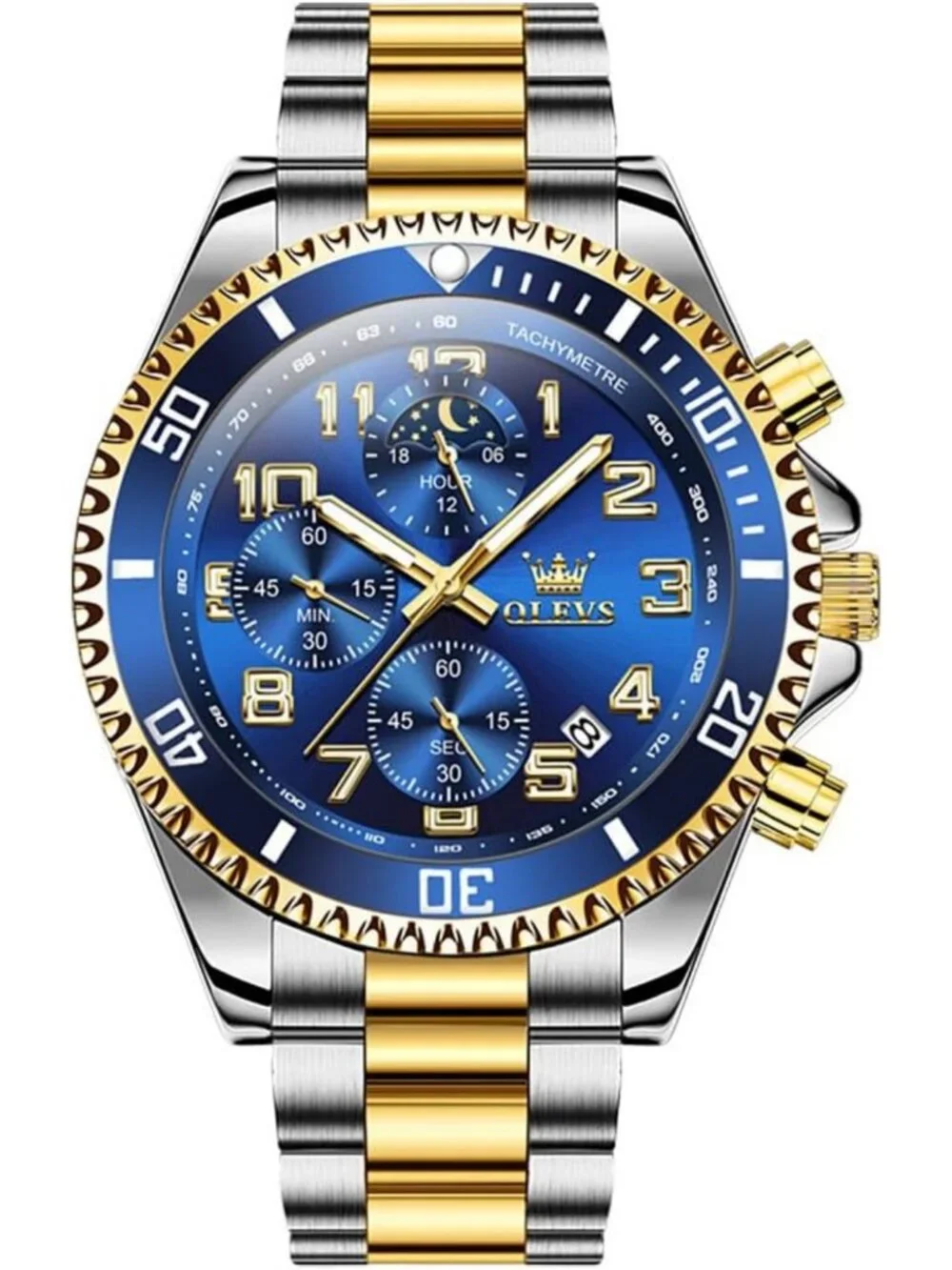 Stylish Men's Stainless Steel Watch - Luxury Big Face, Waterproof Analog